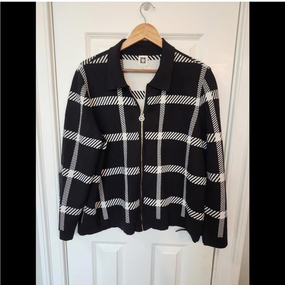 Anne Klein Black and White Checkered Jacket